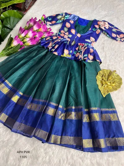 kalamkari design jacket with  heavy lace  attached Gown
